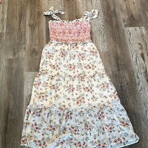 Floral Dress with Pink and White Accents